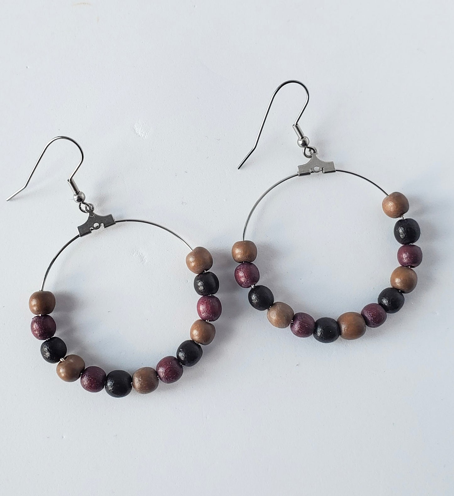 Wood Beaded Hoops-Multiple Styles
