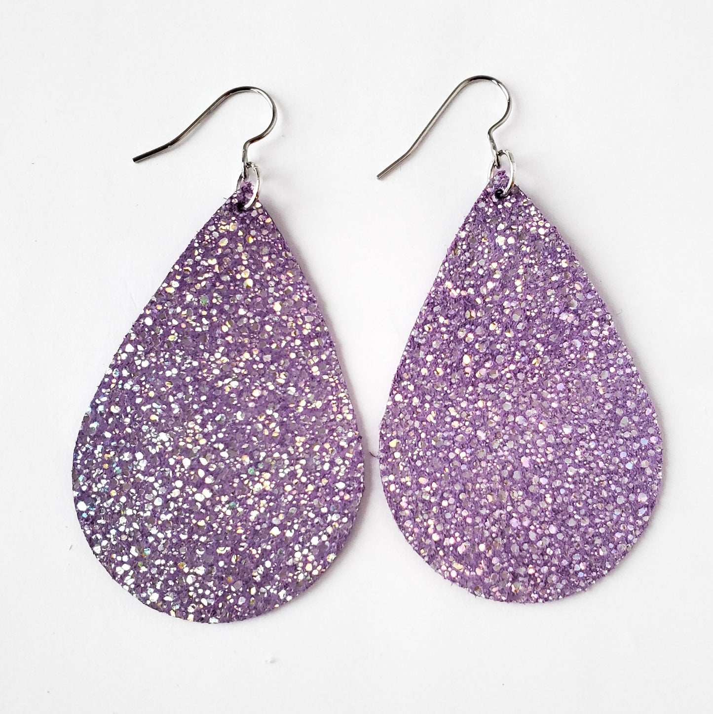 Large Teardrop Leather Earrings - Solid