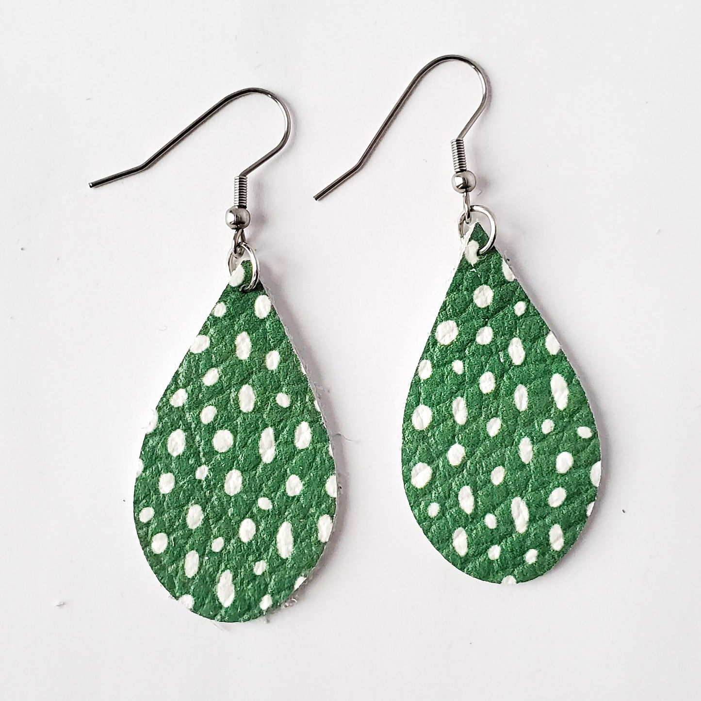Medium Teardrop Leather Earrings - Prints