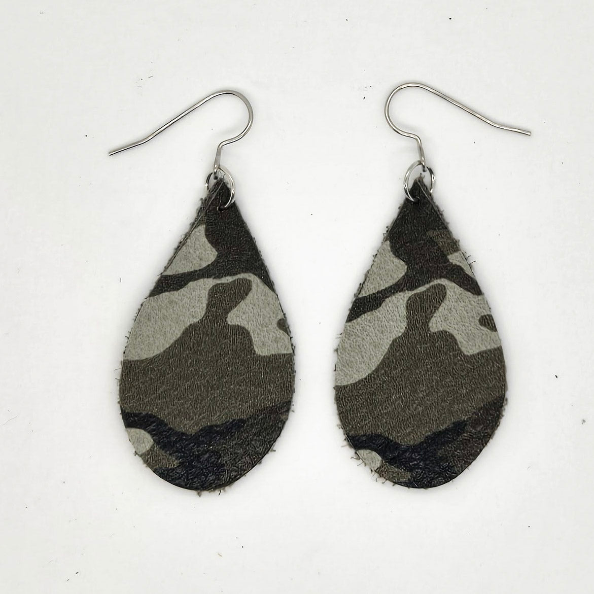 Medium Teardrop Leather Earrings - Prints