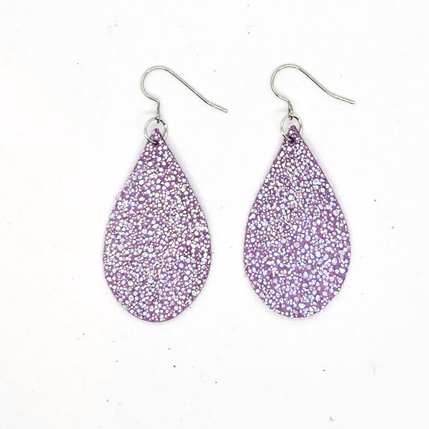 Medium Teardrop Leather Earrings - Solid