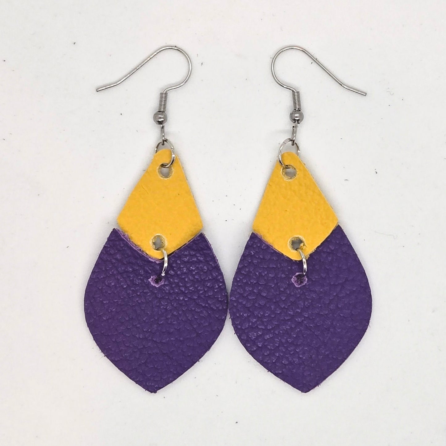 Team Color Leather Earrings-Solids