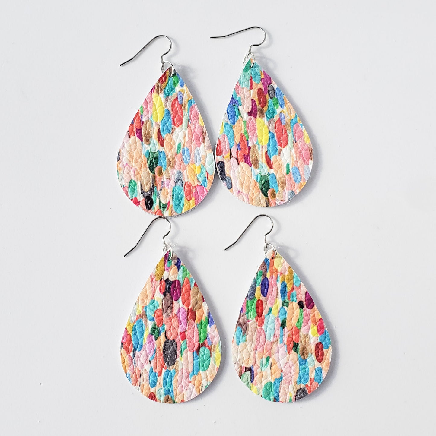 Large Teardrop Leather Earrings-Prints