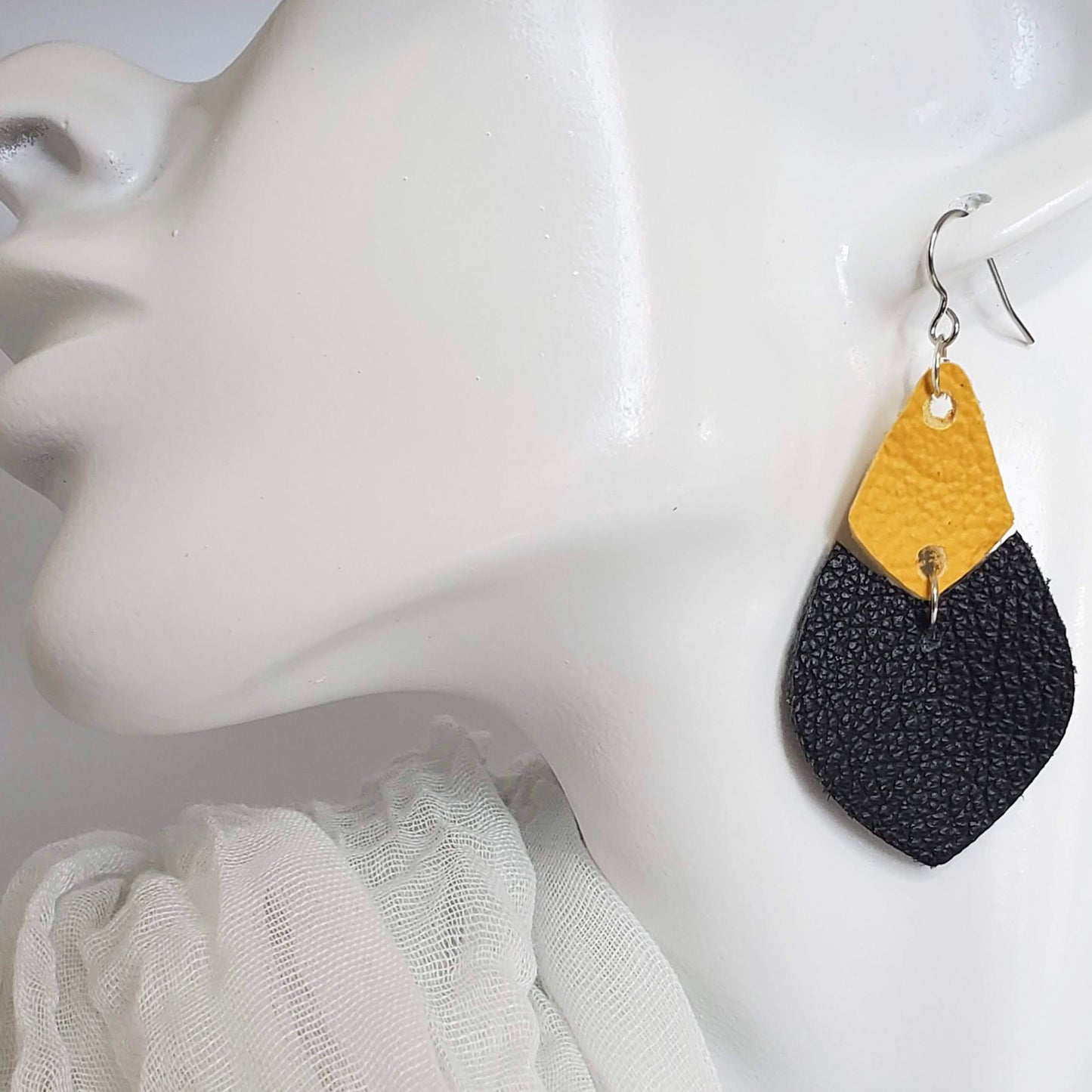 Team Color Leather Earrings-Solids