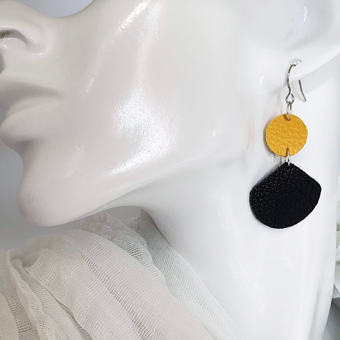 Team Color Leather Earrings-Solids