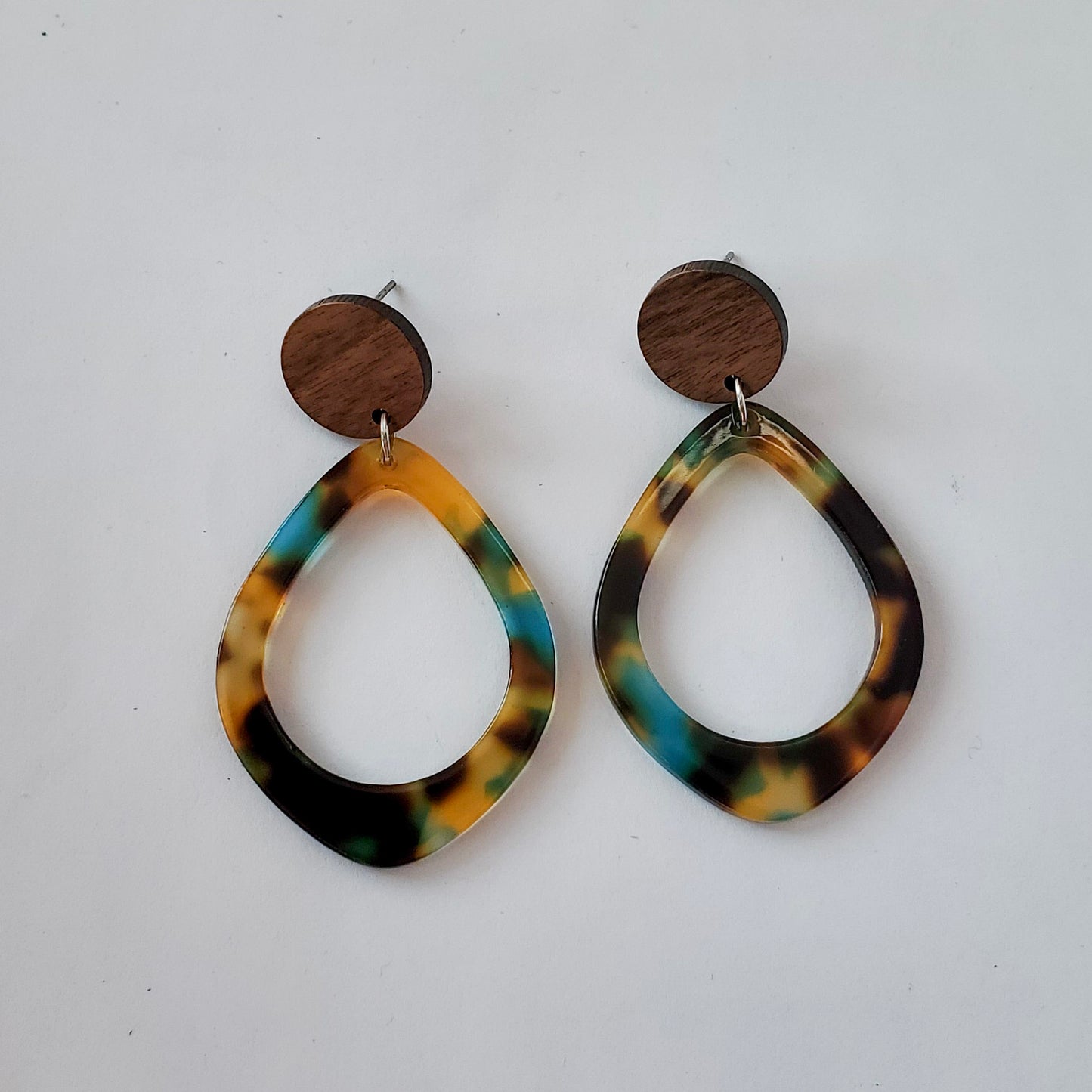 Tortoise Shell & Turquoise Earrings