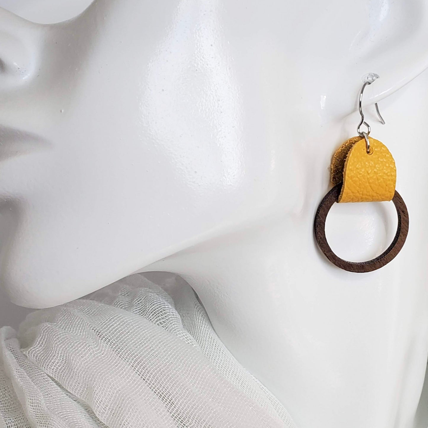 Team Color Leather Earrings-Solids