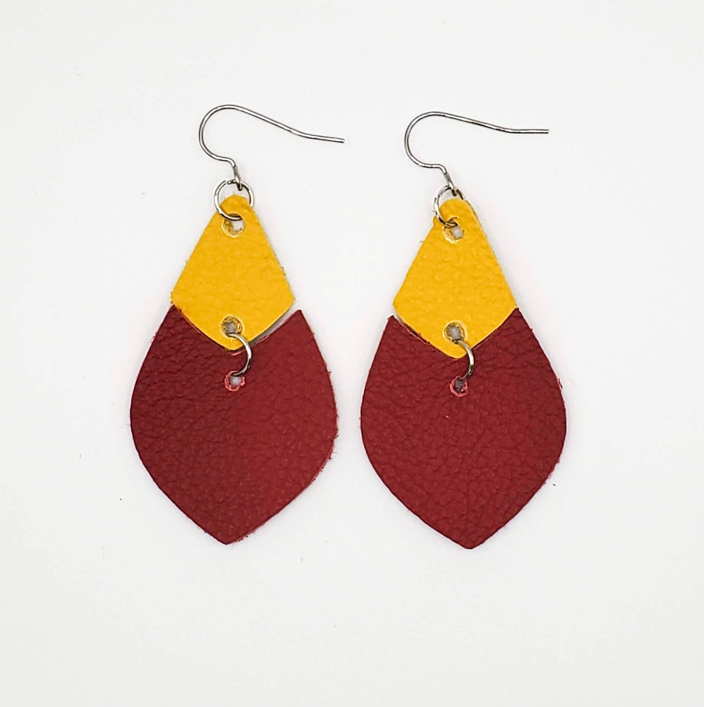 Team Color Leather Earrings-Solids