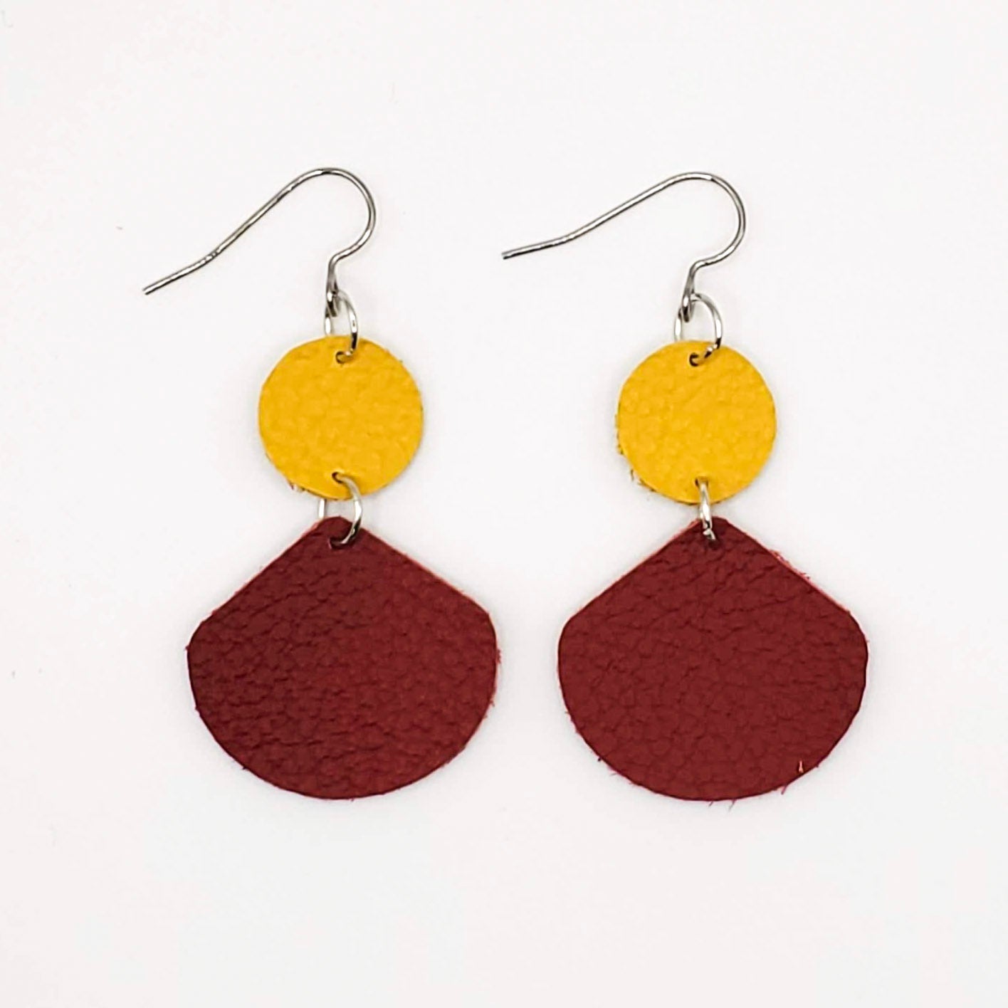 Team Color Leather Earrings-Solids