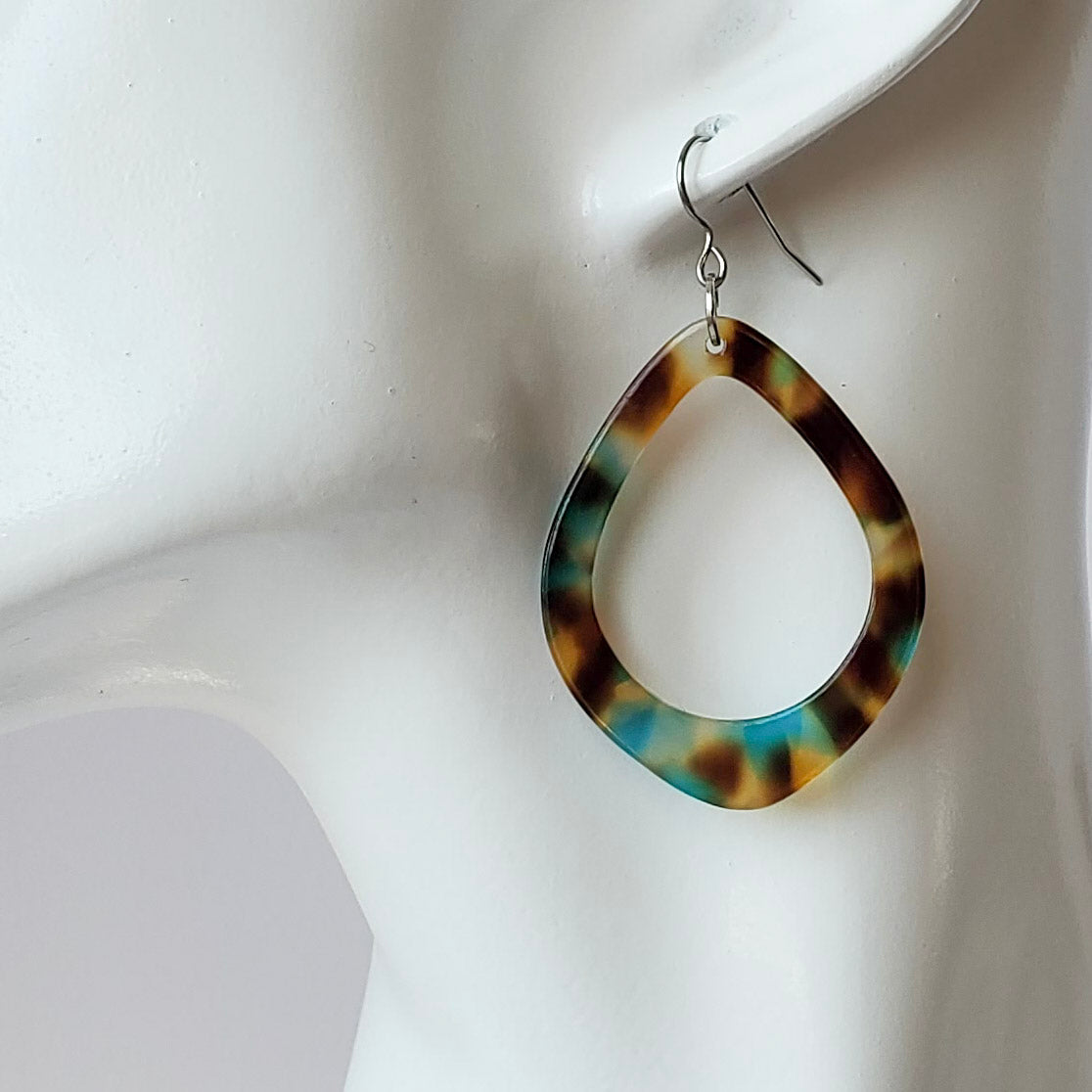 Tortoise Shell & Turquoise Earrings