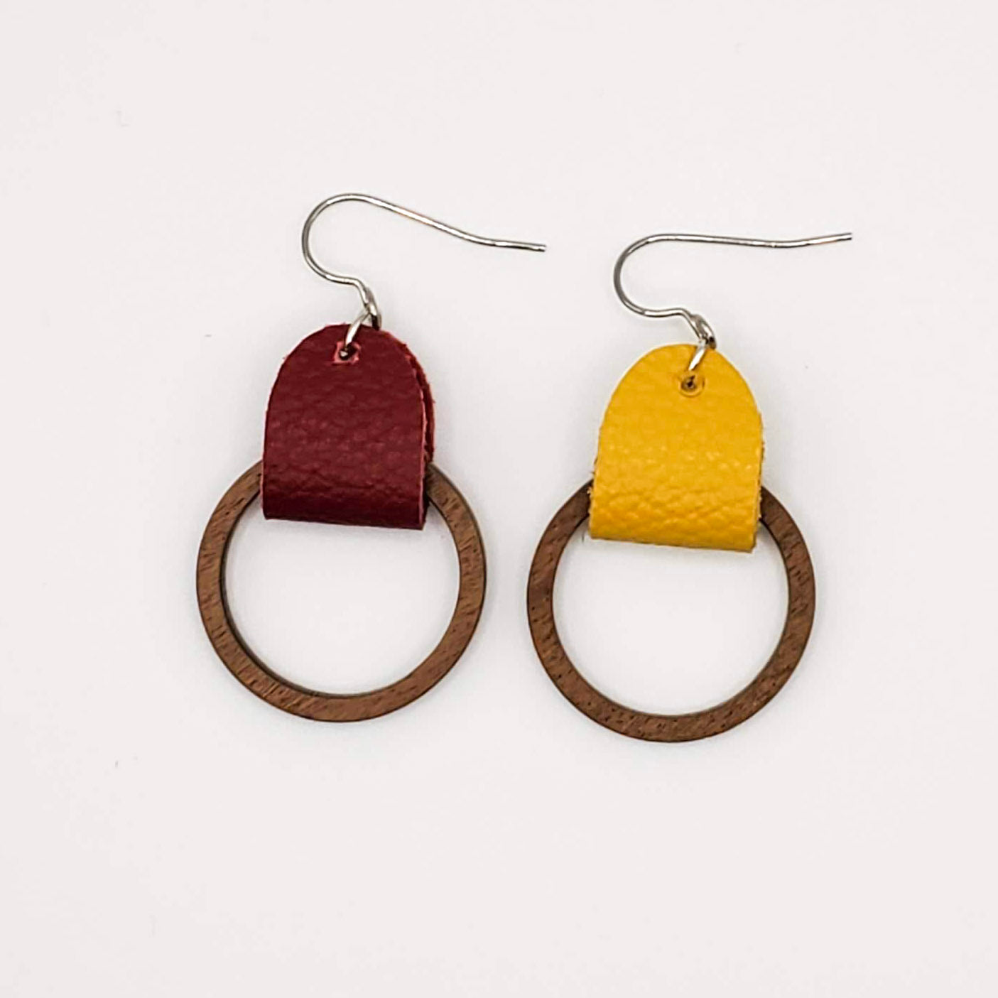 Team Color Leather Earrings-Solids