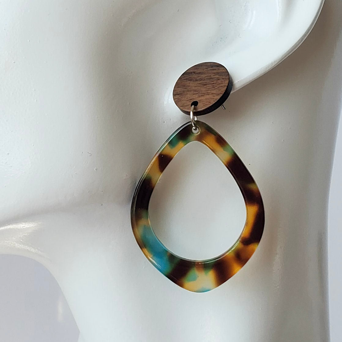 Tortoise Shell & Turquoise Earrings
