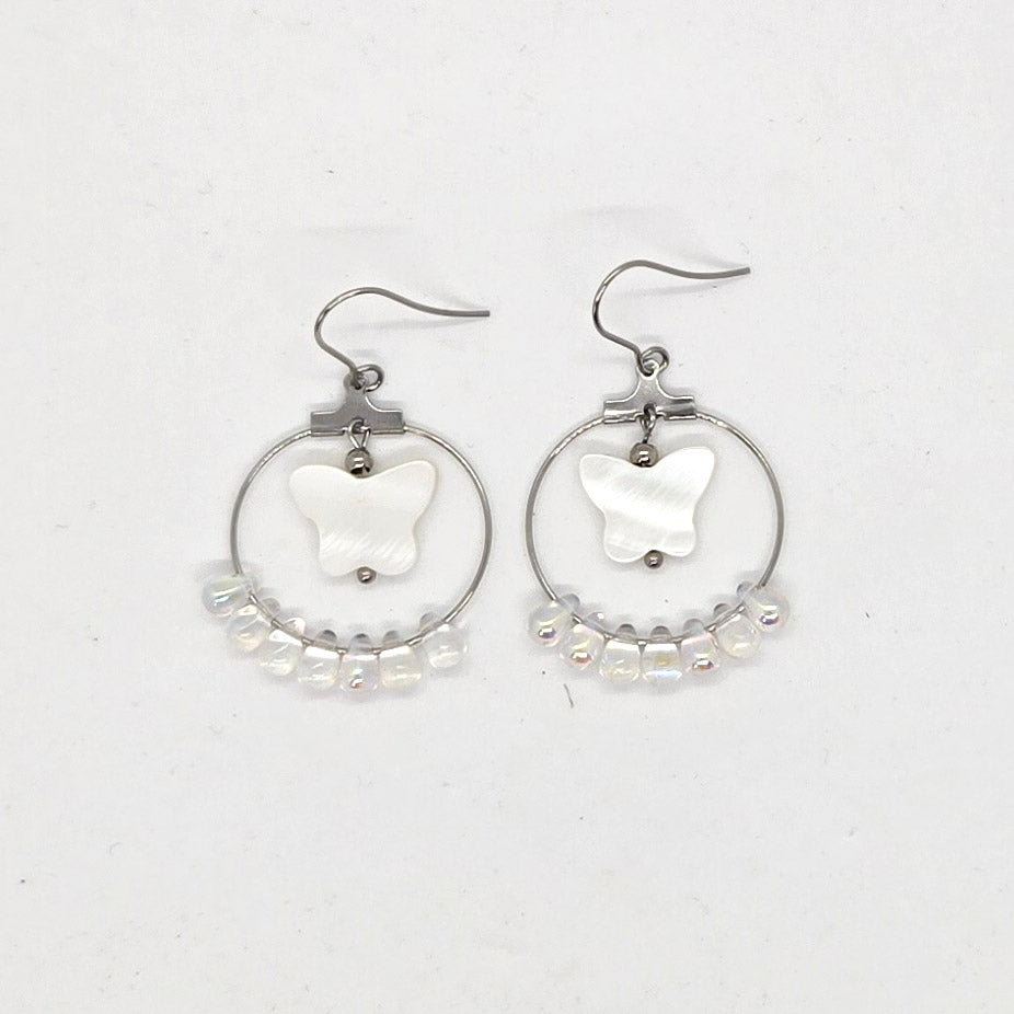 White Butterfly Earrings
