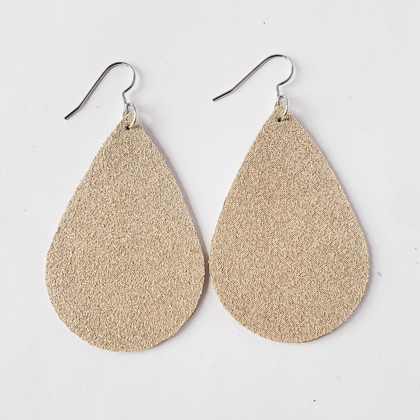 Large Teardrop Leather Earrings - Solid