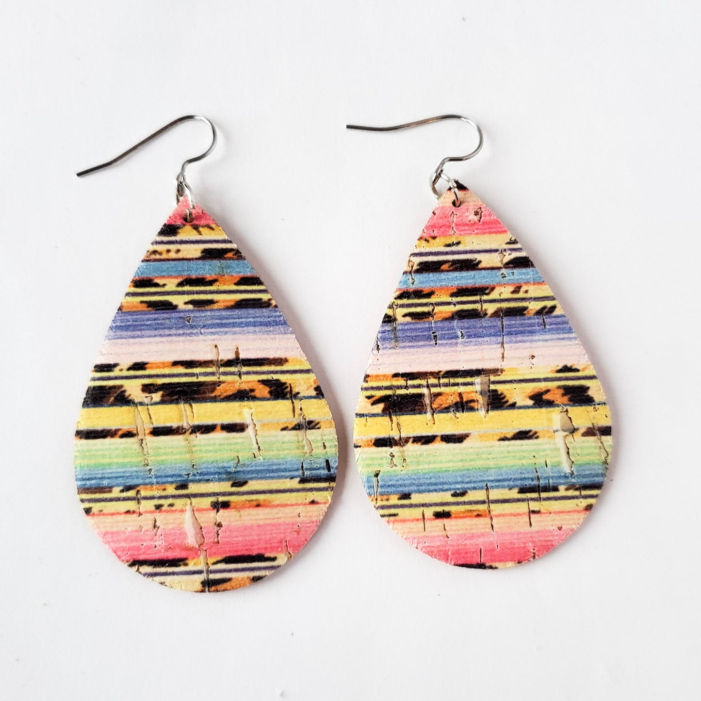 Large Teardrop Leather Earrings-Prints