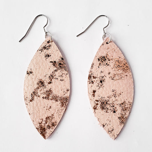 Leather Earrings/Large Petal -Prints