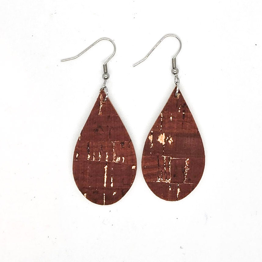 Medium Teardrop Leather Earrings - Solid
