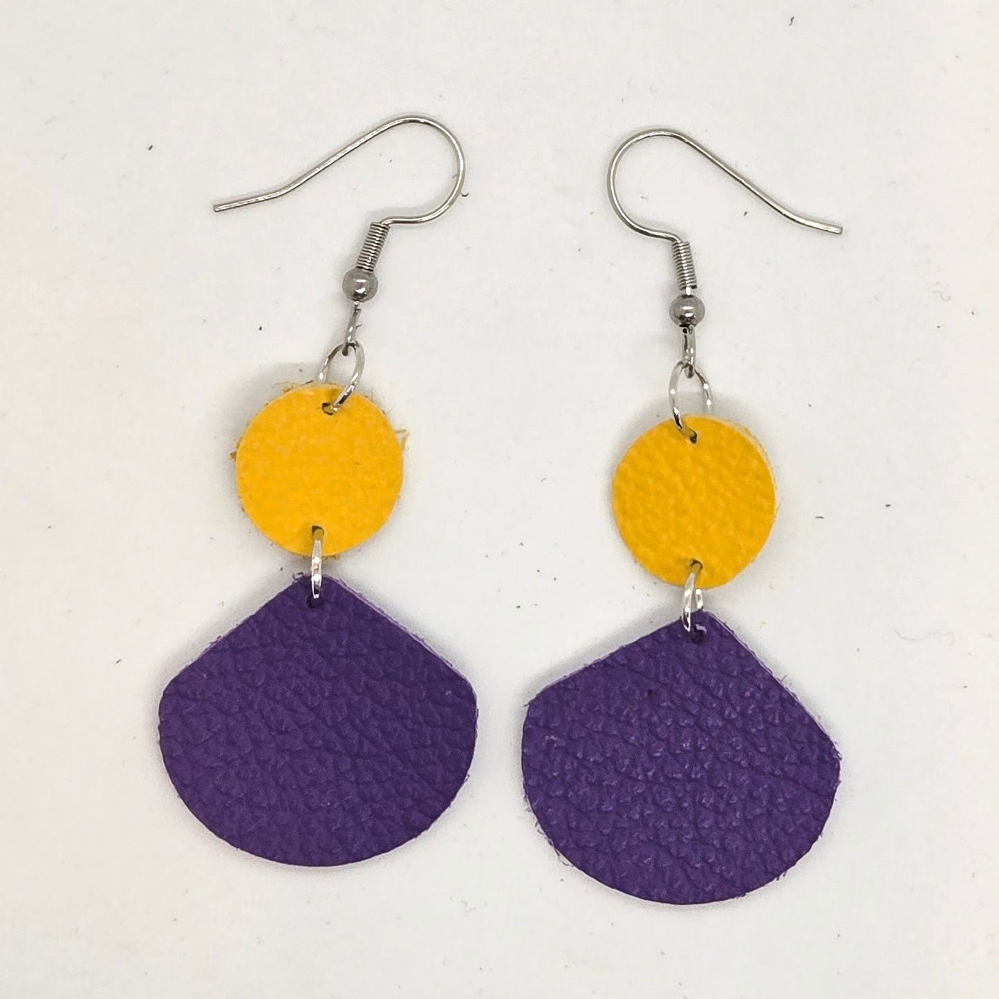 Team Color Leather Earrings-Solids