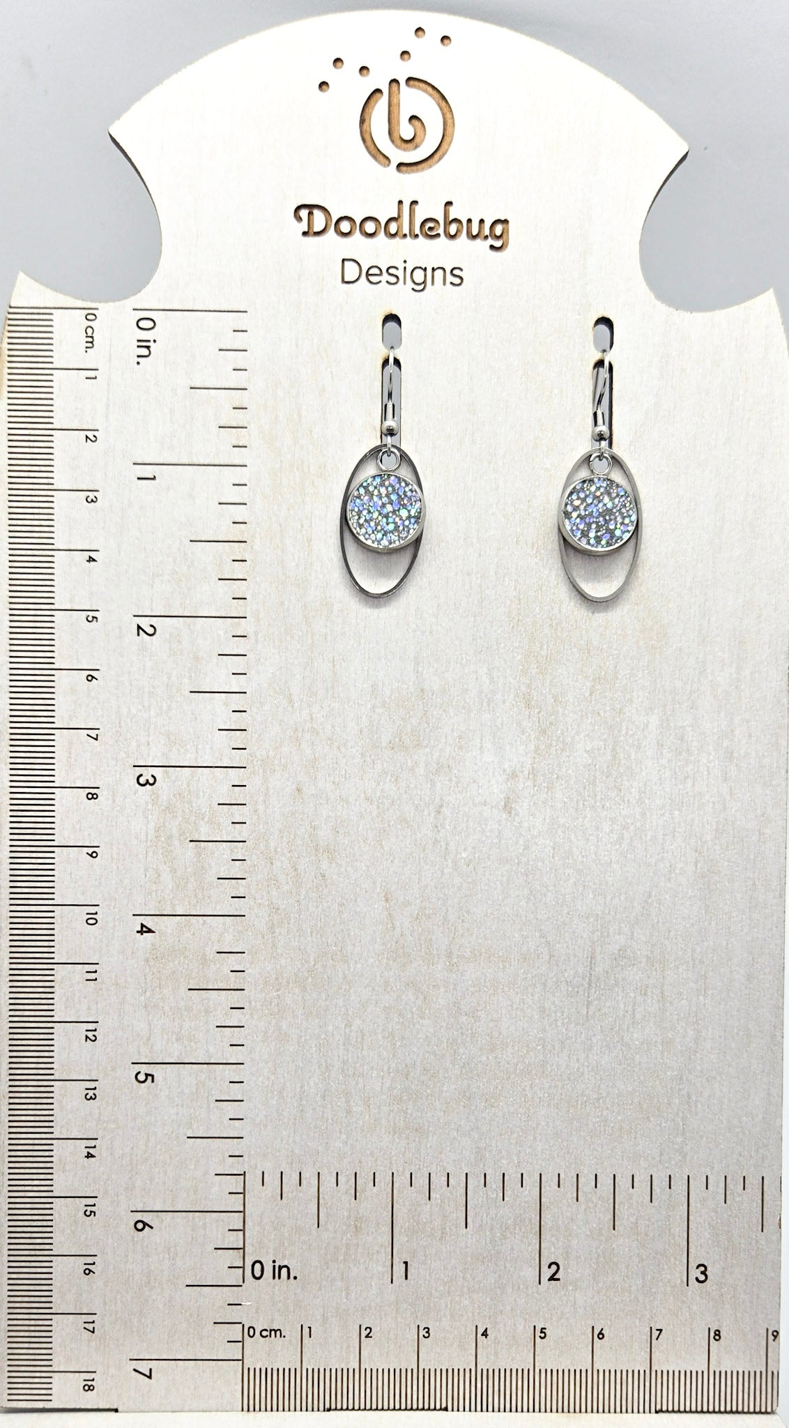 Gray Leather Inlay Stainless Steel Earrings