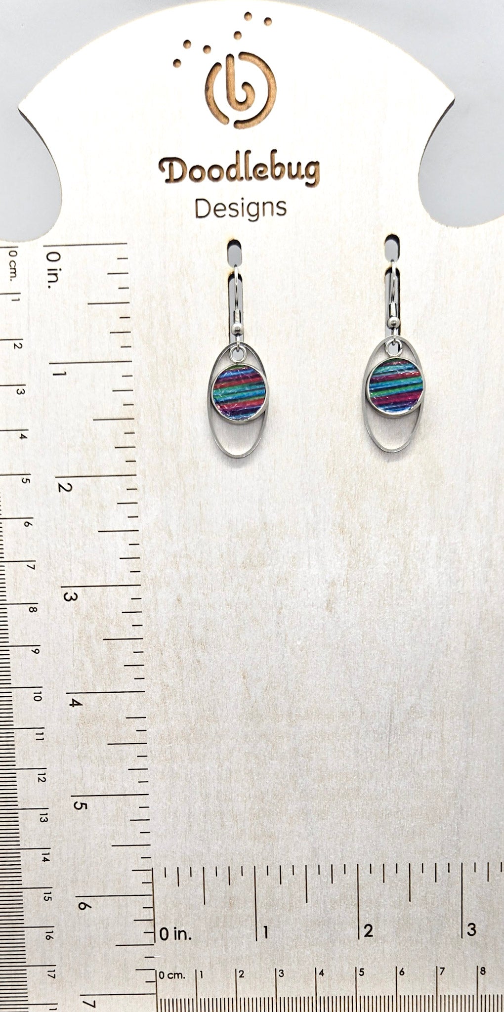 Multicolor Leather Inlay Stainless Steel Earrings