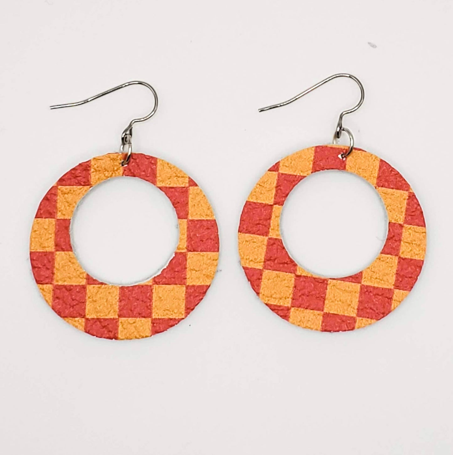 Team Color Leather Earrings-Prints