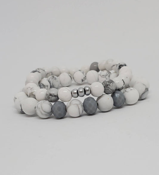 White Howlite Stretch Bracelets