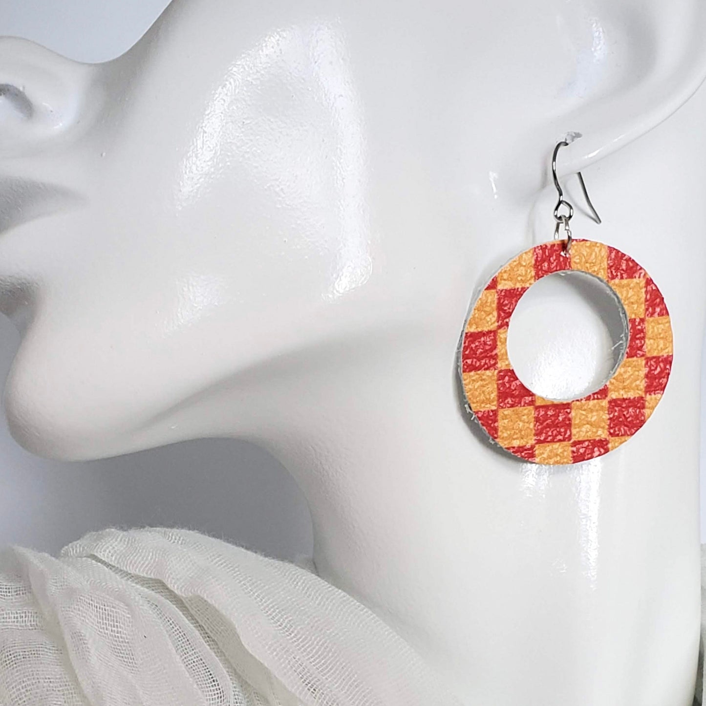 Team Color Leather Earrings-Prints