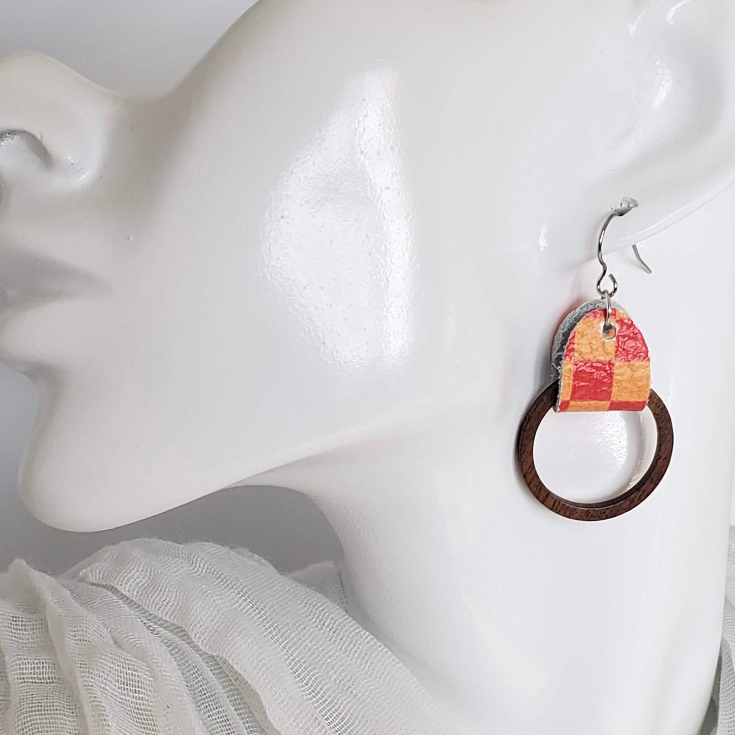 Team Color Leather Earrings-Prints