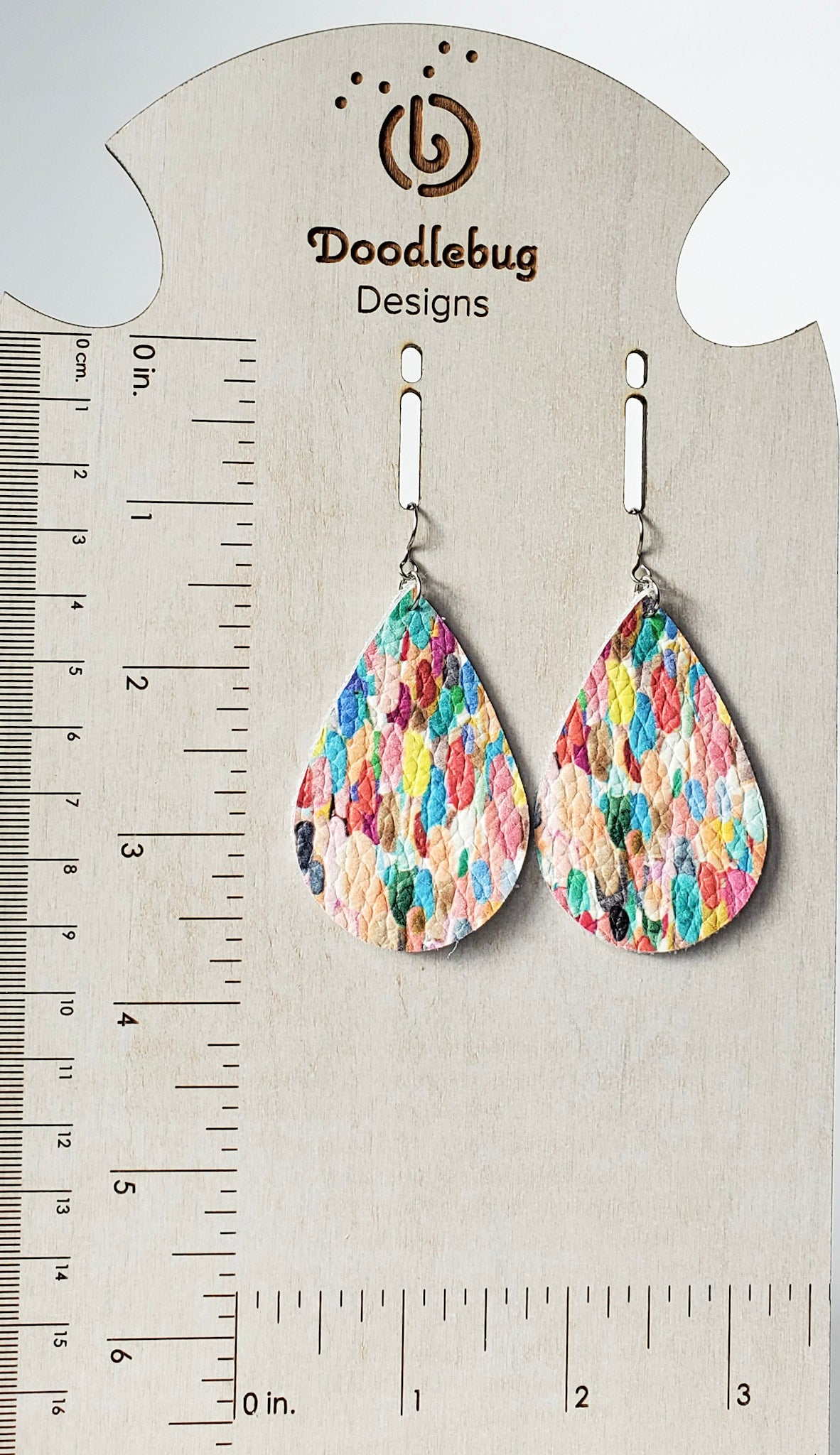 Large Teardrop Leather Earrings - Solid