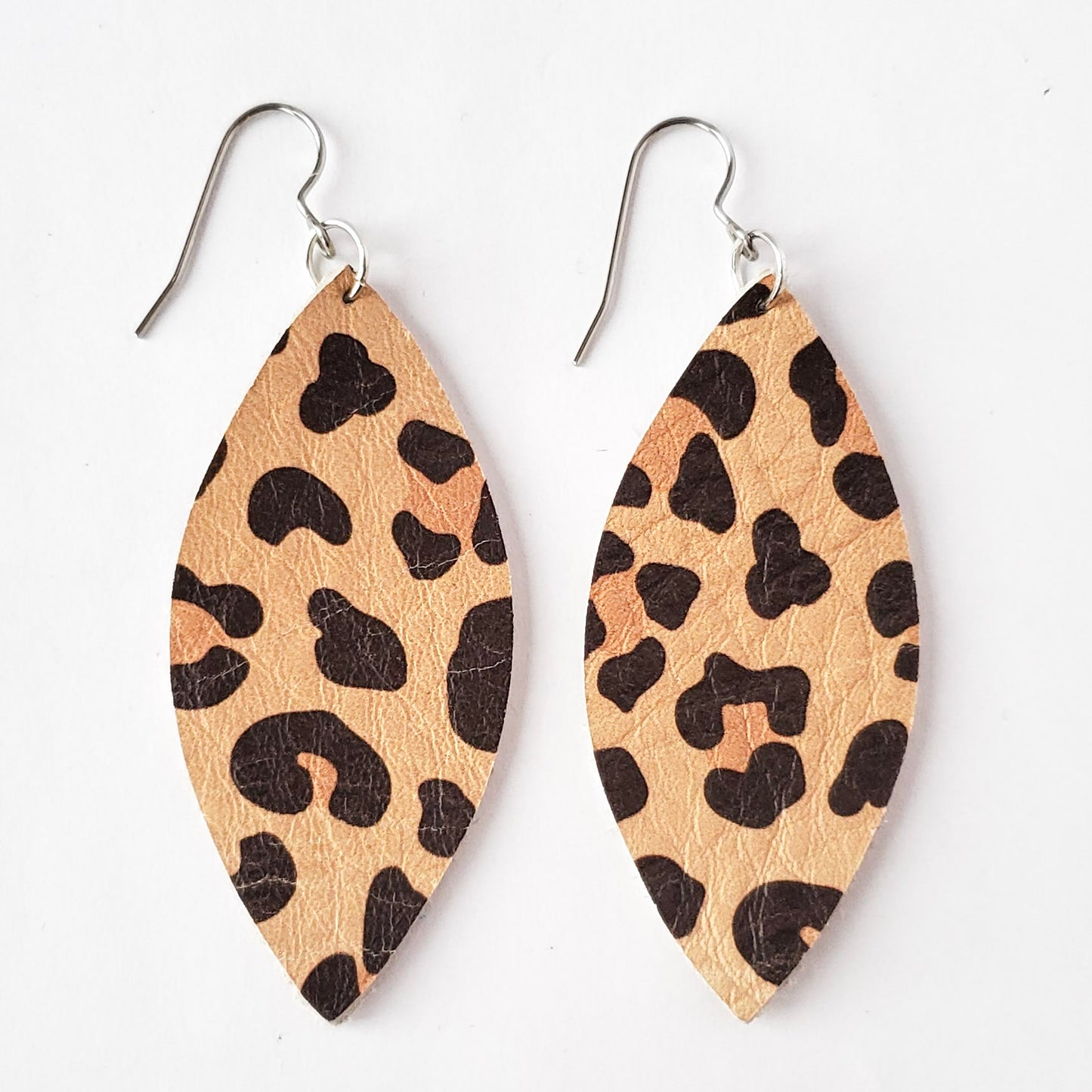 Leather Earrings/Large Petal -Prints