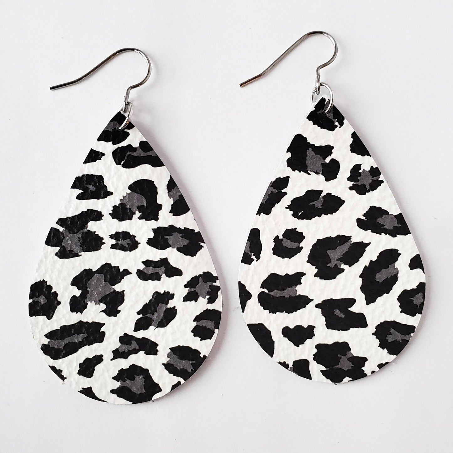 Large Teardrop Leather Earrings-Prints