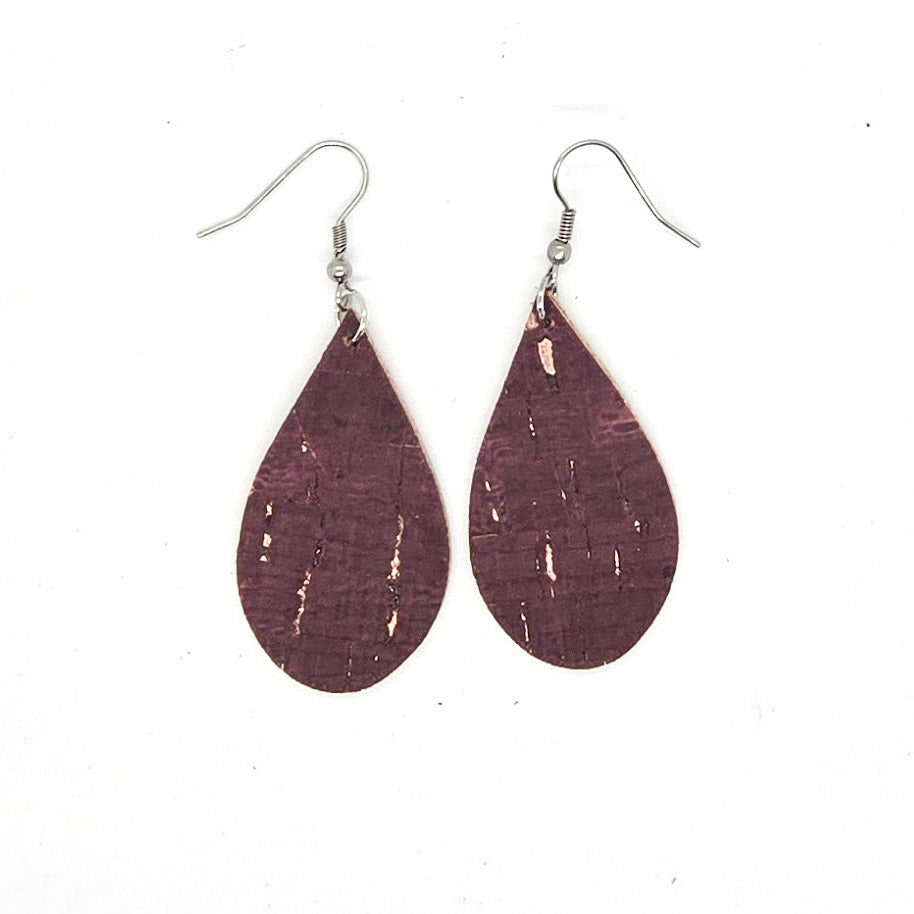 Medium Teardrop Leather Earrings - Solid