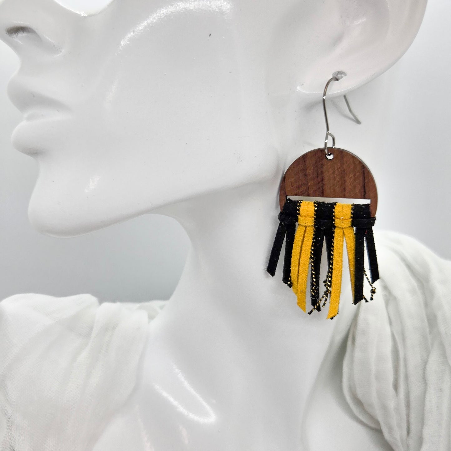 Black & Gold Fringe Earrings