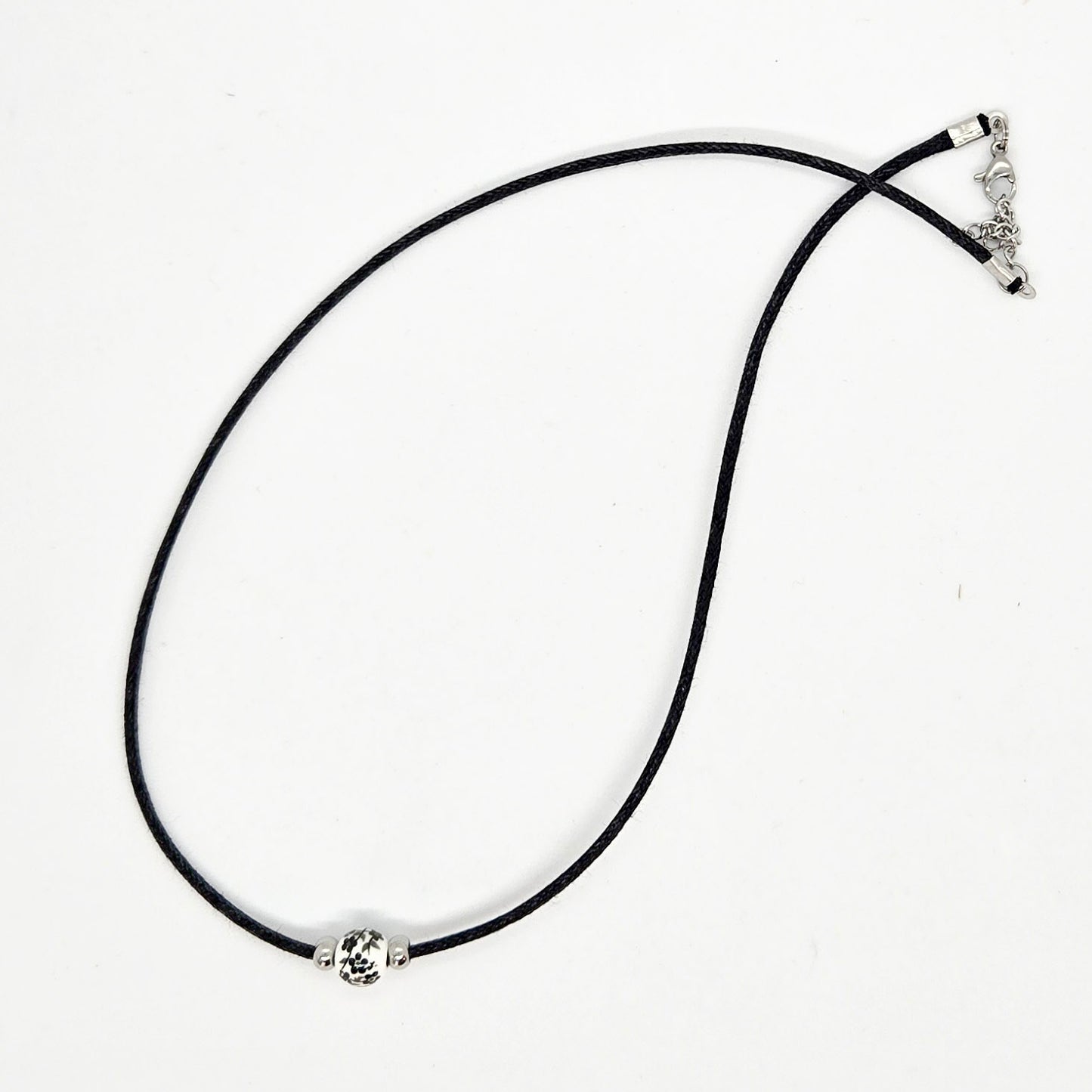 Black & White Floral Ceramic Necklace