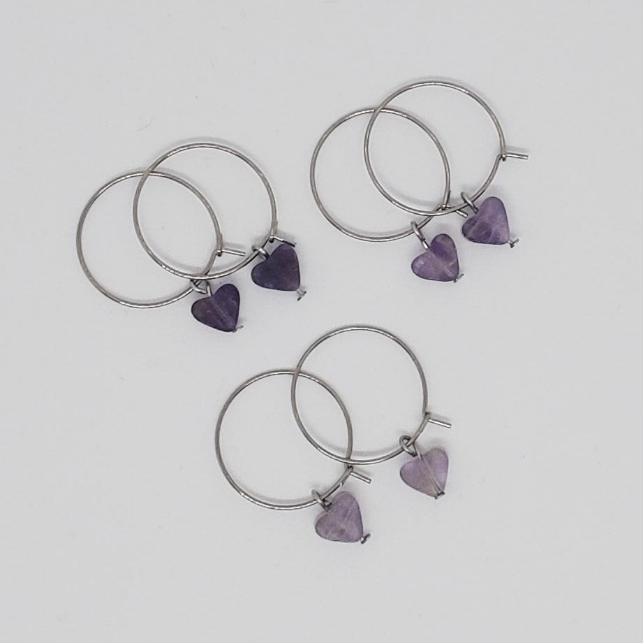 Dainty Gemstone Heart Hoops