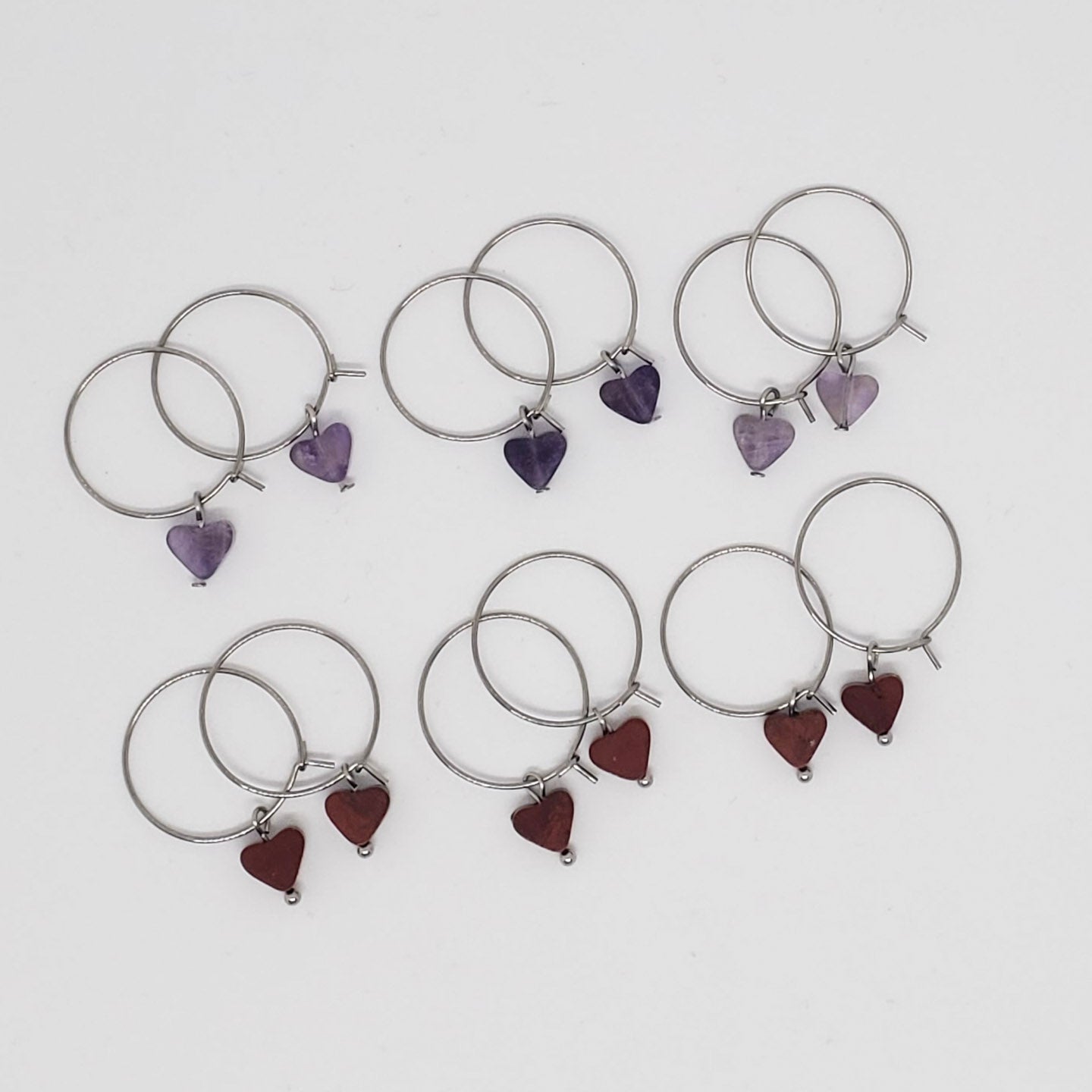 Dainty Gemstone Heart Hoops