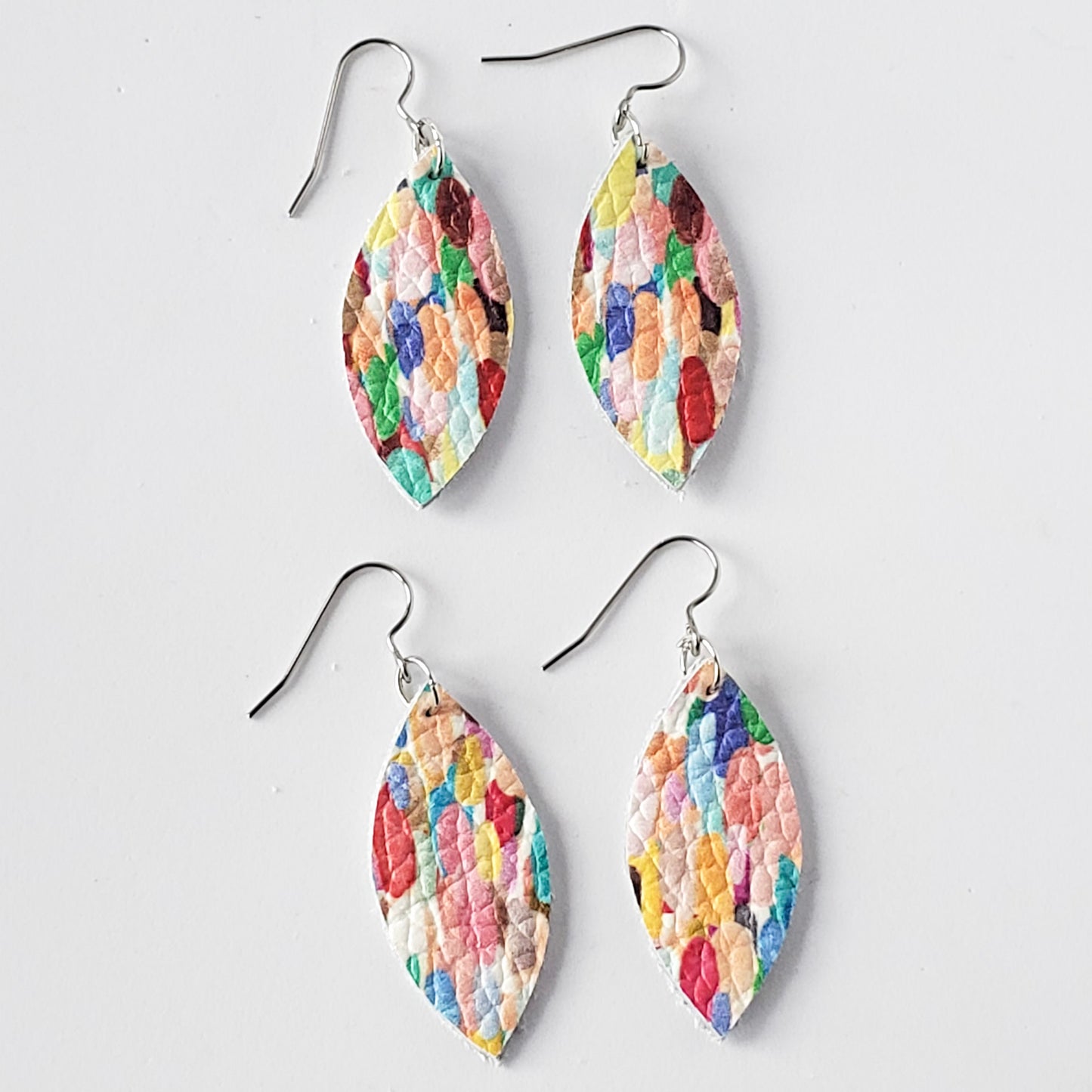 Leather Earrings/Medium Petal-Prints