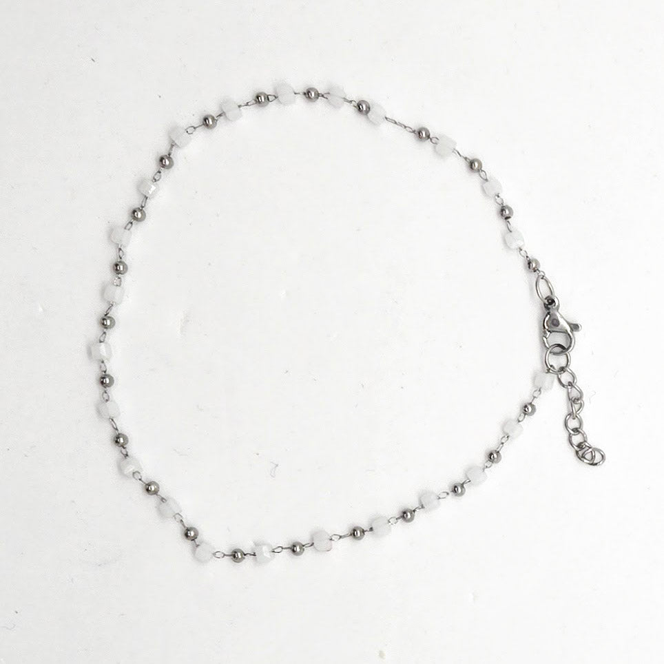 White Bead Ankle Bracelet