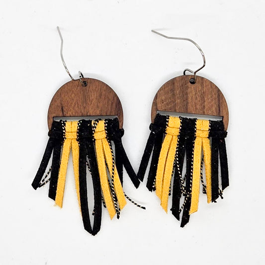 Black & Gold Fringe Earrings