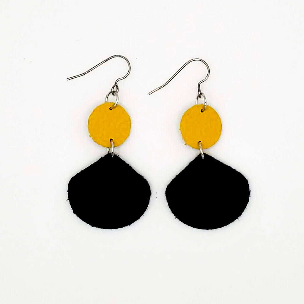 Team Color Leather Earrings-Solids