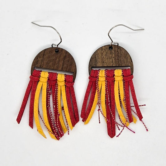 Red & Gold Fringe Earrings