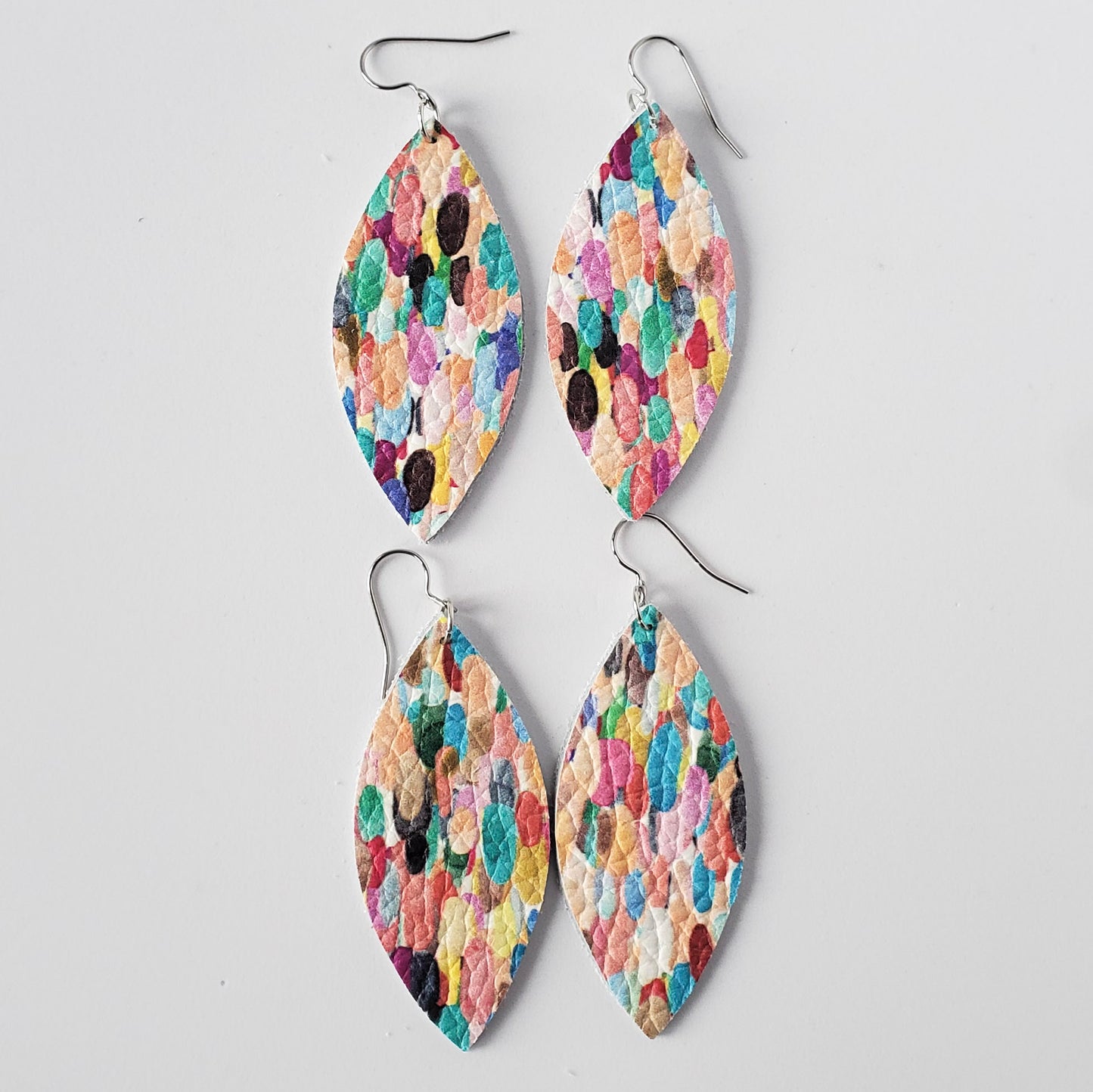 Leather Earrings/Large Petal -Prints