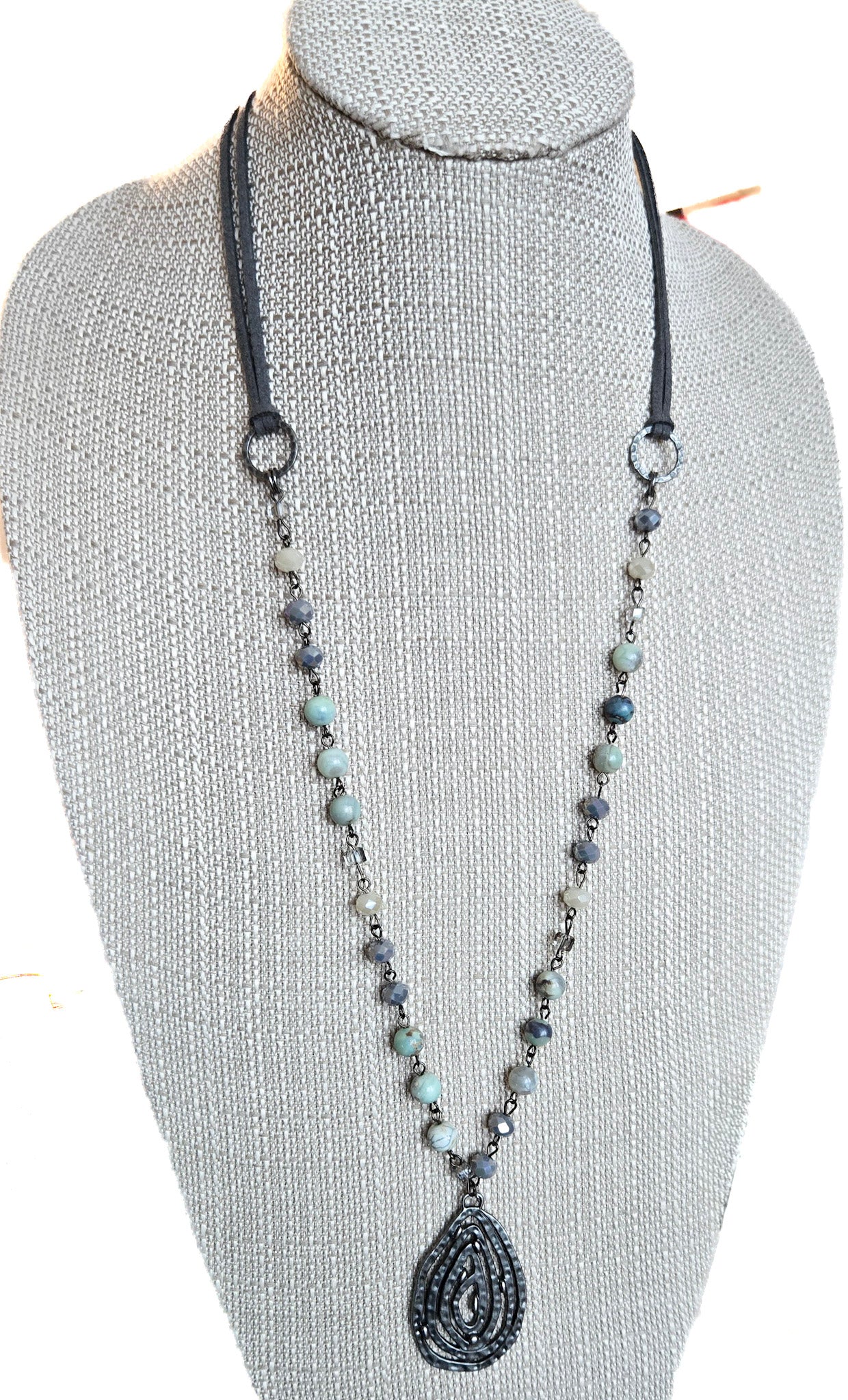 Amazonite Beaded Chain Long Necklace