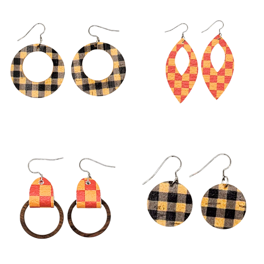 Team Color Leather Earrings-Prints