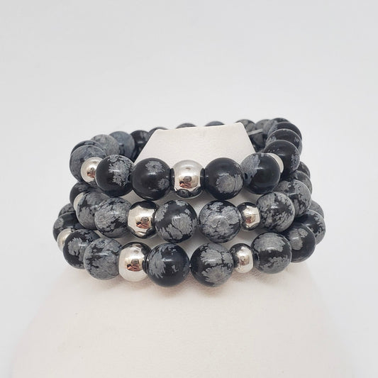 Snowflake Obsidian Stretch Bracelet