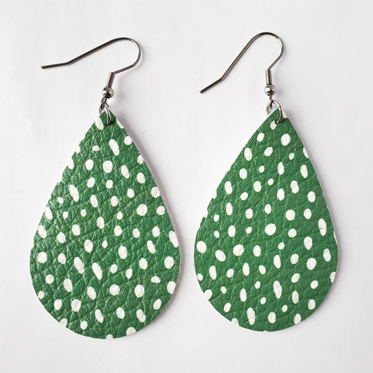 Large Teardrop Leather Earrings-Prints