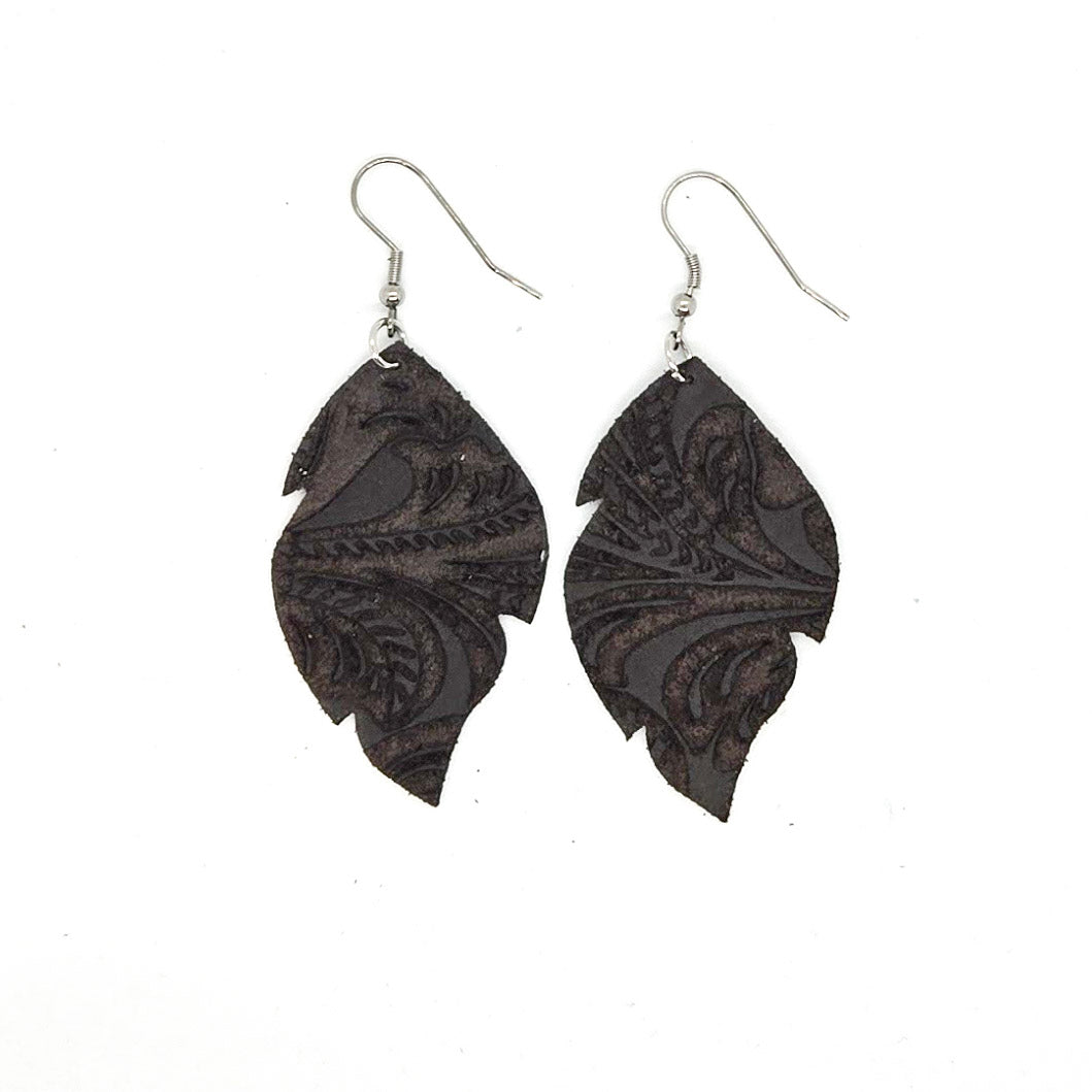 Leather Leaf Earrings