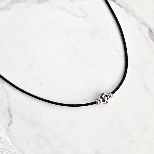 Black & White Floral Ceramic Necklace