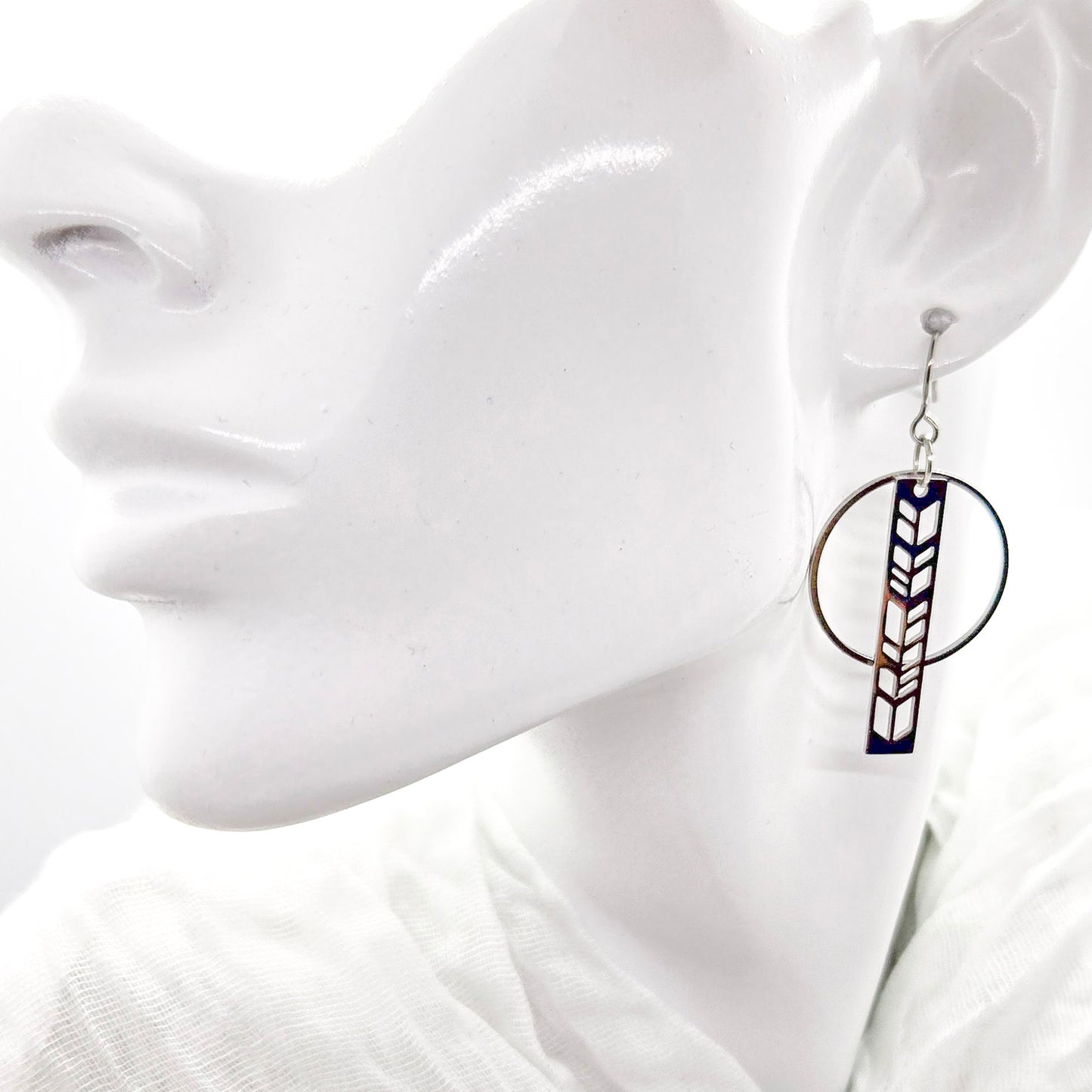 Stainless Steel Arrow Cutout Earrings