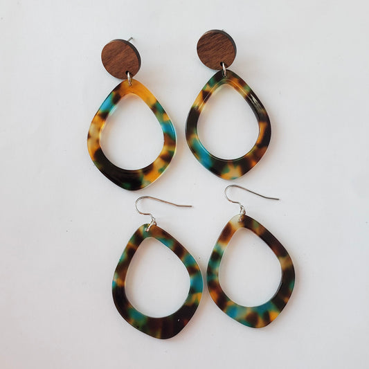 Tortoise Shell & Turquoise Earrings